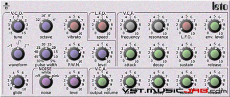 Leto - fra le caratteristiche di questo synth monofonico: Un LFO singolo modula pitch, filter cutoff e pulsewidth.